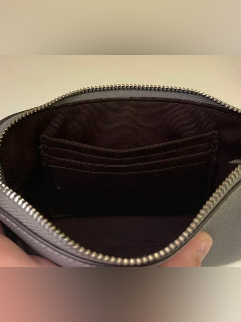 Coach Gray Pebble Leather Zipper Pouch - Picture 4 of 5